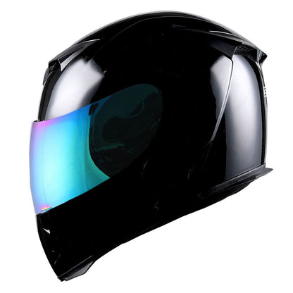Motorcycle Helmet Full-Face Shell with Tinted and Spare Clear Shields, Quick-Release Buckle, Nine Styles and S-XL Sizes