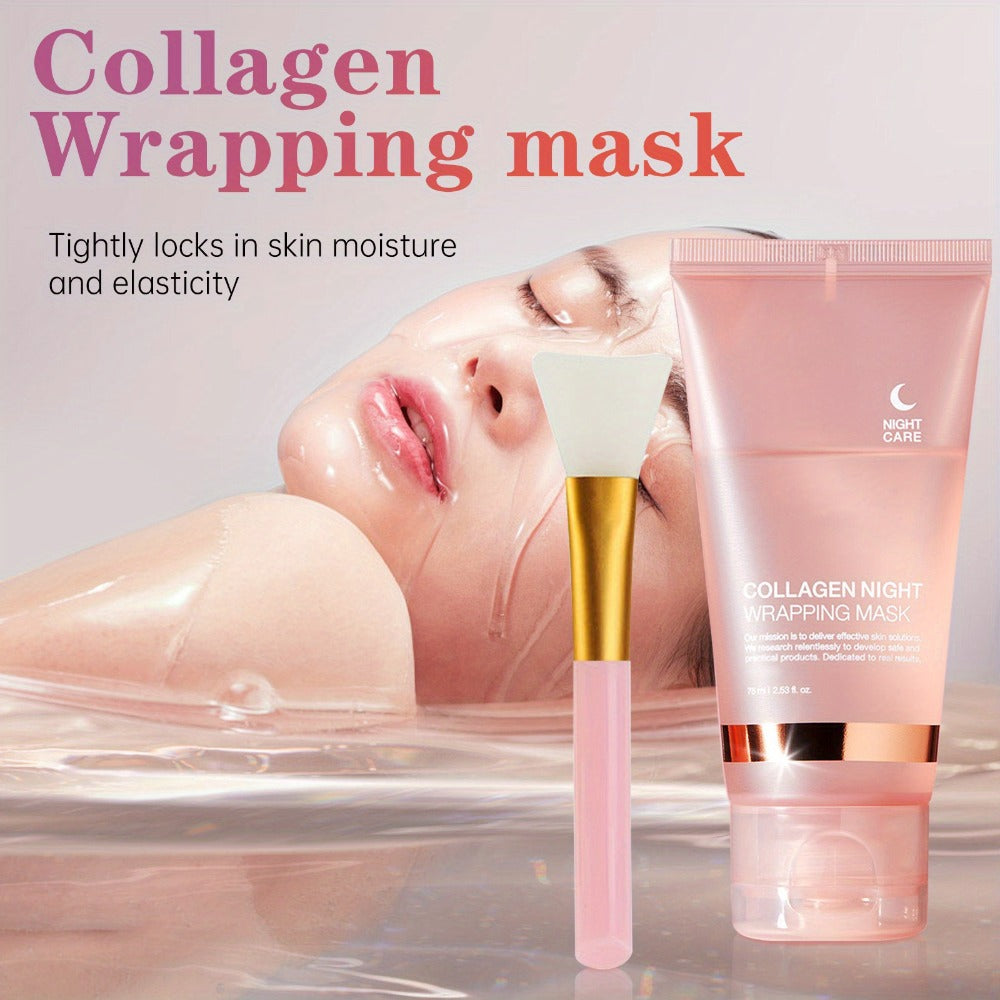 Collagen Night Mask with Brush Overnight Face Mask Sleeping Mask Elasticity Skin Care for All Skin Types