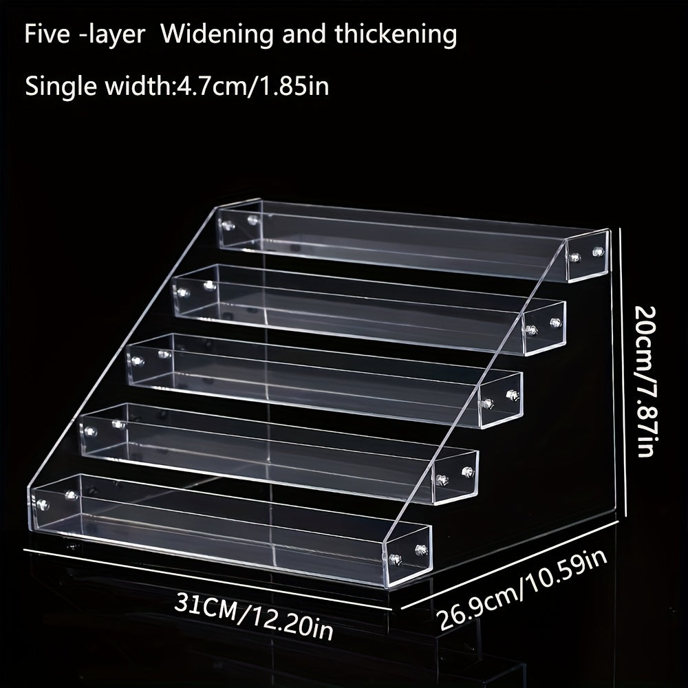 Clear Acrylic Makeup Organizer 5-Tier Cosmetic Storage with Multiple Compartments for Perfume Lipstick Skincare Nail Polish Jewelry Vanity