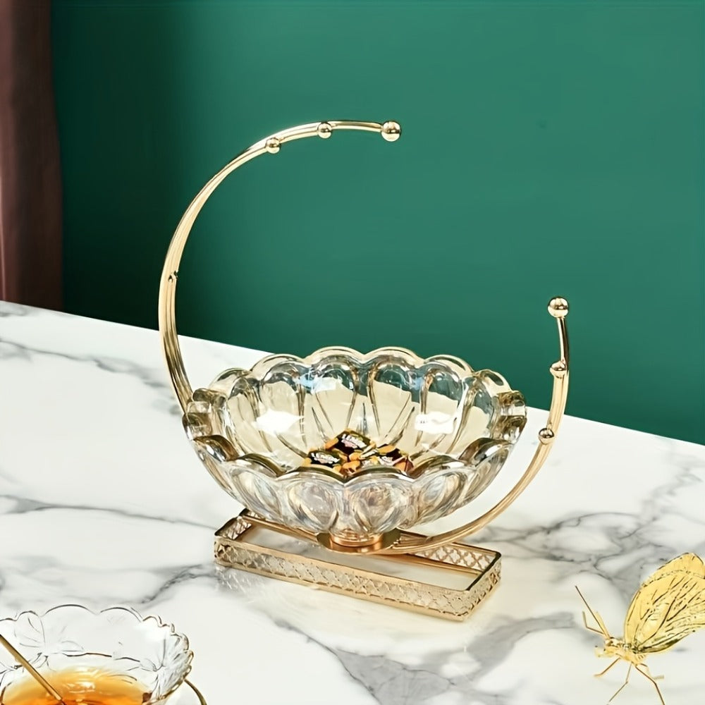 Glass Fruit Bowl Decorative Serving Tray – Modern Minimalist Centerpiece for Living Room, Dining & Kitchen | European Luxury Style Home