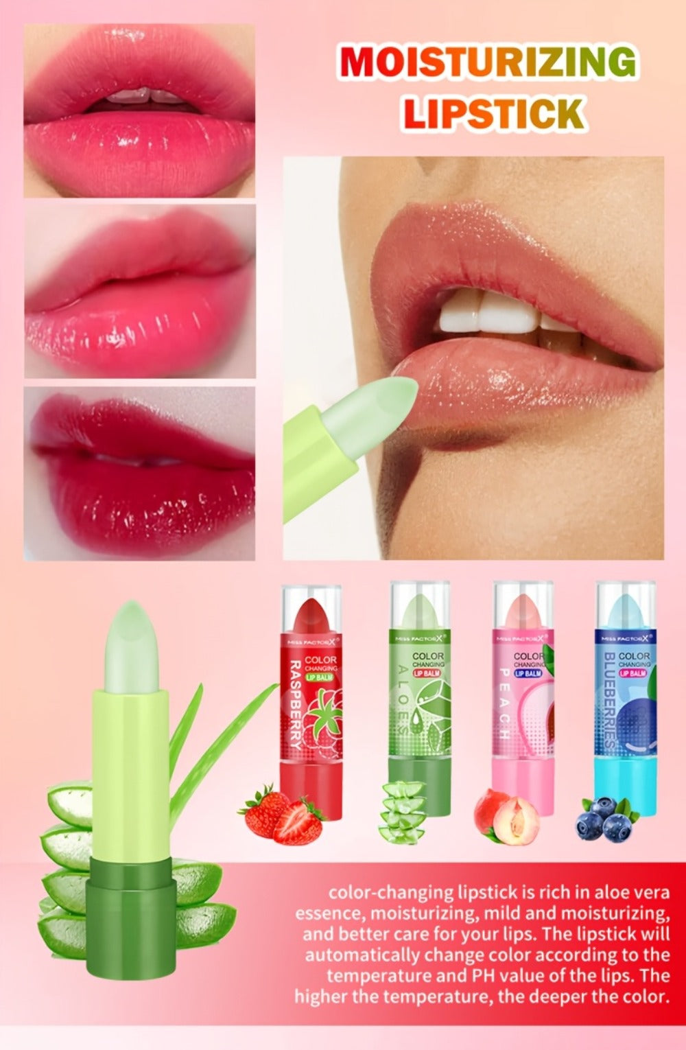 Color Changing Lipstick Set 8 Pcs, pH-Reactive Mood Lip Color, Wear, Anti-Transfer Formula