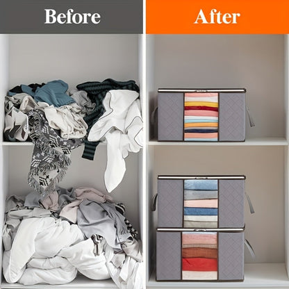 Storage Bag Set, 6-Piece Rectangular Non-Woven Closet Organizers with Zipper Closures, Handles and Foldable Design