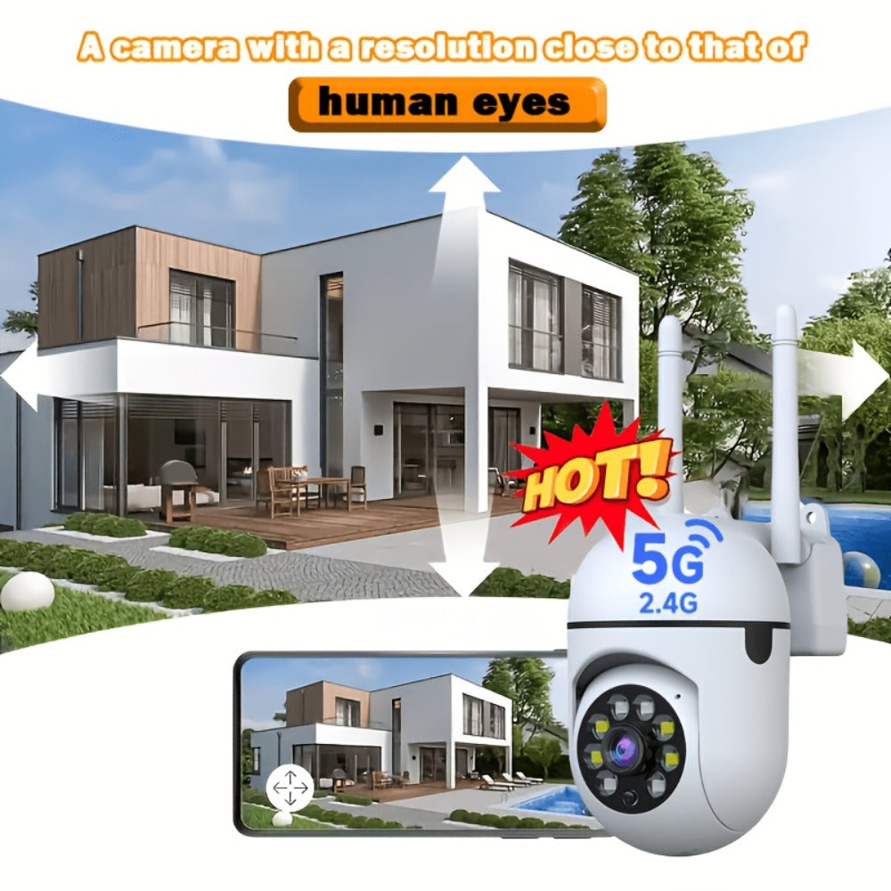 Indoor Security Camera 2-Pack with 355° Pan-Tilt, Dual-Band WiFi, Color Night Vision and SD or Cloud Storage