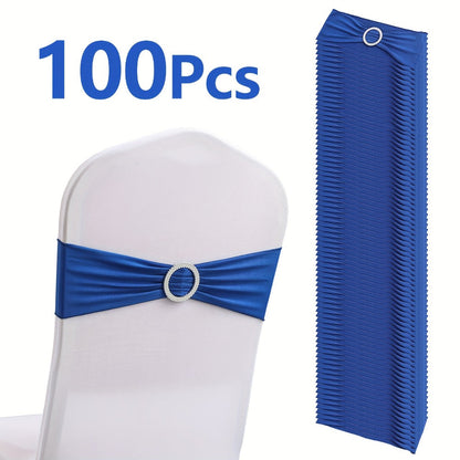Chair Sashes for Wedding 100pcs Stretch Spandex Elastic Chair Sash Bands with Buckle for Dining Chairs Banquet Party Event Decor