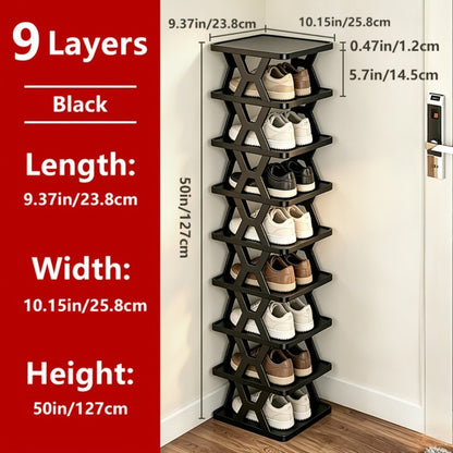 Narrow X-Frame Shoe Rack in Black or White with Six- or Nine-Layer Checkout Configurations