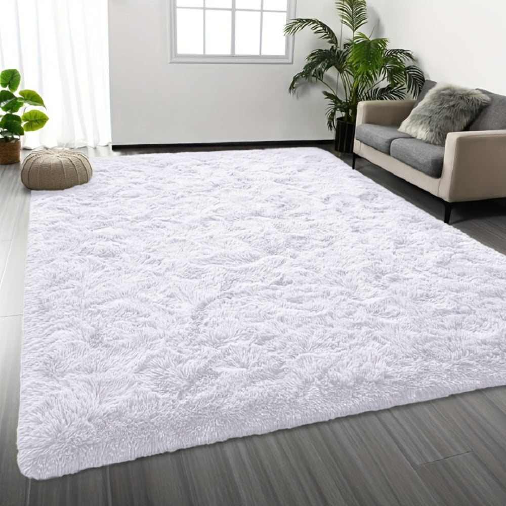 Shaggy Plush Area Rug – Soft Fluffy Carpet for Living Room, Bedroom & Sofa | Non-Slip Machine Washable Tie-Dye & Solid Color Long Pile Rug |