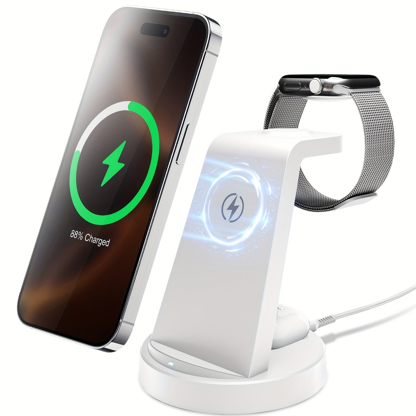 Wireless Charging Station, 3-in-1 Multi-Style Dock for iPhone, Samsung Galaxy, Apple Watch and AirPods
