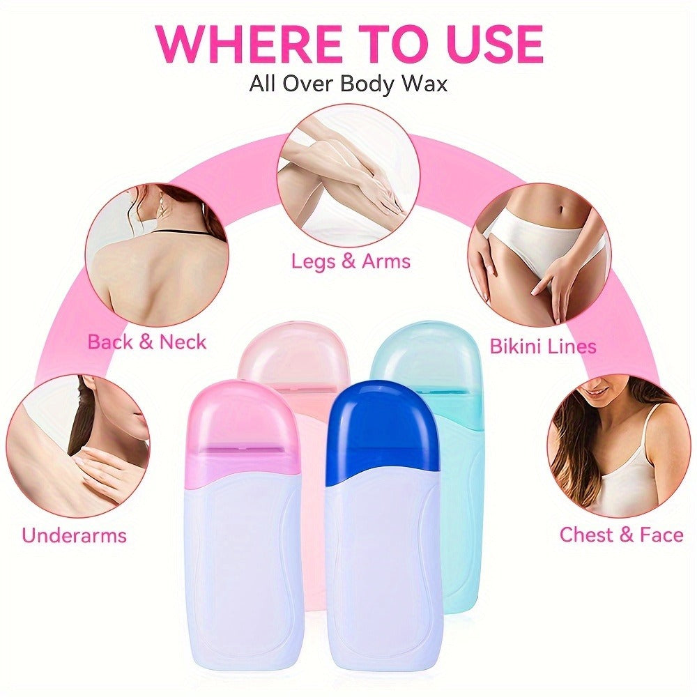 Wax Warmer Roller Kit for Hair Removal – Portable Electric Roll-On Soft Wax Heater for Women & Men, At-Home & Salon Waxing