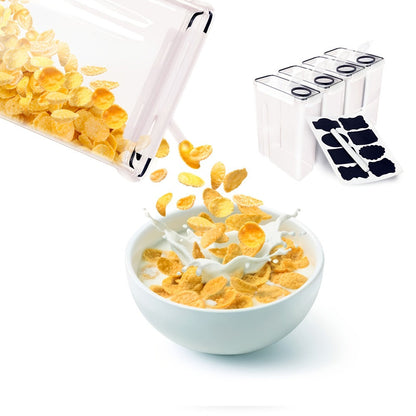 Food Storage Containers Four-Piece Cereal Canister Set with Gull-Wing Lids and 4-Liter Capacity Each