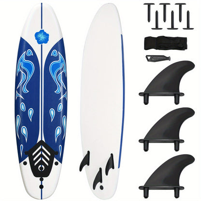 Foam Surfboard 6ft Beginner Surfboard EPE Deck EPS Core 3 Detachable Fins Safety Leash 200lbs for Kids Adults Ocean Beach River Pool Yellow