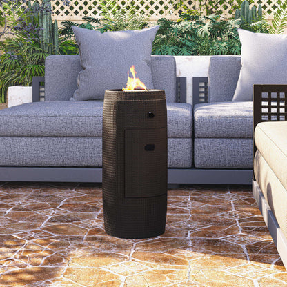 Propane Fire Pit Portable 11 Inch Outdoor 15000 BTU Self-Lighting Metal Concrete All-Weather Round Patio for Garden, Patio and Yard Use