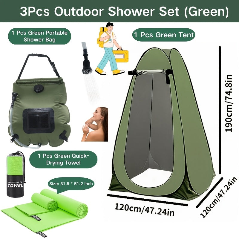 Pop-Up Privacy Tent with Portable Camping Toilet for Adults, Foldable Outdoor Shower Changing Potty Tent Kit with 12 Toilet Bags
