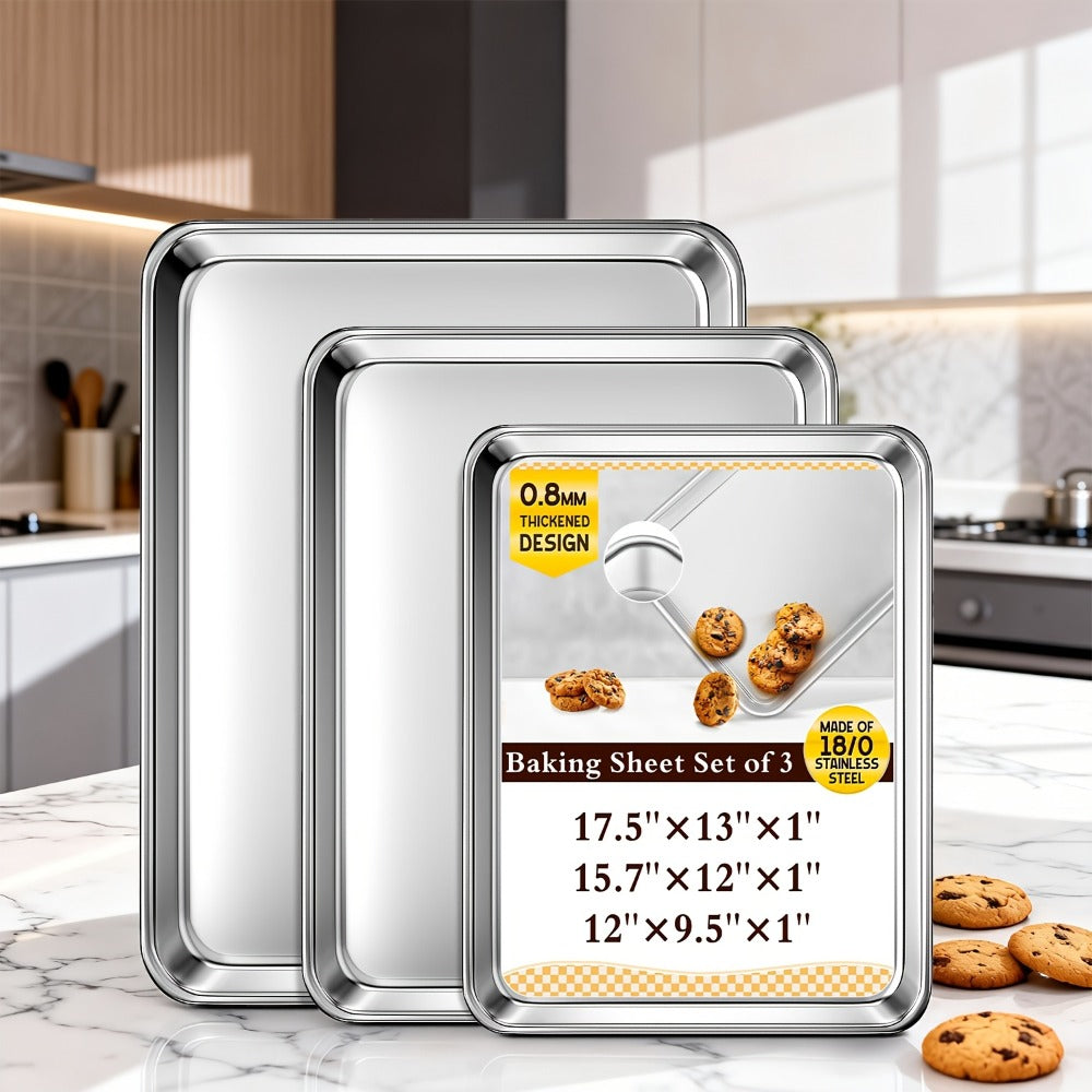 Baking Sheet and Rack Set Stainless Steel Half Sheet Pan with Cooling Rack Rust Free for Cookie for Grilling, Camping and Outdoor Meals