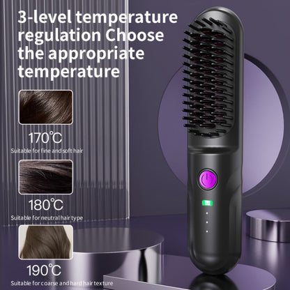 Wireless Hair Straightener Comb - Portable Cordless Straightening Brush with 3-Min Fast Heat, 3 Temp Settings 170-190°C