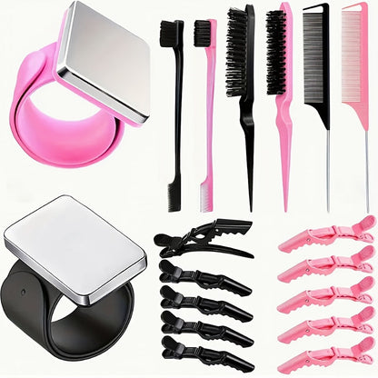 Hair Sectioning Clips 18-Piece Set with Crocodile Clips, Silicone Patting Separator & Curling Wrist Bracelet – Salon Perming