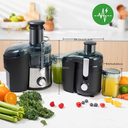 Compact Centrifugal Juicer Dual Speed – 2.5" Wide Feed Chute, BPA-Free Anti-Drip Spout, Easy Clean, Includes Juice Jug & Brush