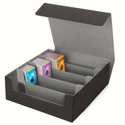 Large TCG Deck Box 3000+ Card Storage Case – 4-Row Synthetic Leather Organizer for MTG Commander, Yu-Gi-Oh, Pokemon & Sports Cards