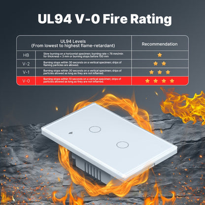 No Neutral Wire Smart Touch Wall Switch MOES WiFi 1/2/3 Gang Single Fire, Works with Alexa & Google Home