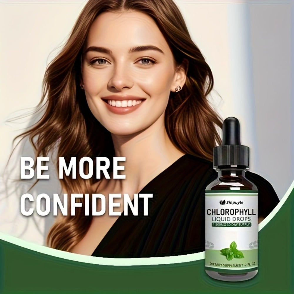 Chlorophyll Liquid Drops, Immune Support, Internal Deodoriser & Skin Health Supplement, Natural Mint Flavour