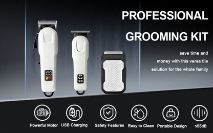 Cordless Hair Clipper Set for Men USB Rechargeable Electric Shaver with LED Display – Professional Grooming Kit 2 or 3 Piece Wireless Hair