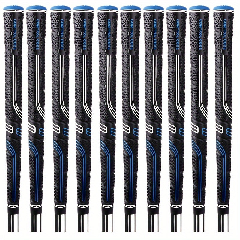 Oversized Golf Grips 10-Pack | Jumbo Blue Soft Rubber Anti-Slip Golf Club Grips for Iron & Wood Clubs – Ergonomic Precision Control Design