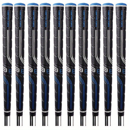 Oversized Golf Grips 10-Pack | Jumbo Blue Soft Rubber Anti-Slip Golf Club Grips for Iron & Wood Clubs – Ergonomic Precision Control Design