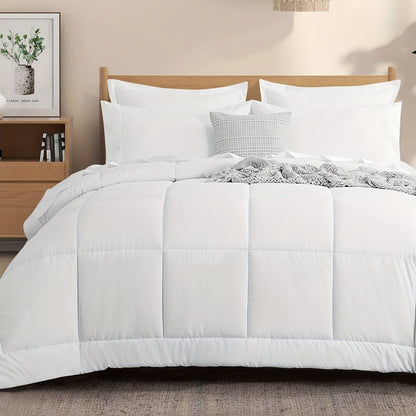 7 Piece Comforter Set Luxury Soft Fluffy Bedding All Season Bed in a Bag with Comforter Fitted Sheet Flat Sheet Pillowcases Hypoallergenic