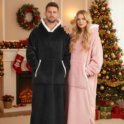 Wearable Blanket Hoodie – Oversized Extra-Long Ultra-Soft Acrylic Hooded Blanket for Adults, Warm Cozy TV Watching Winter Gift for Christmas