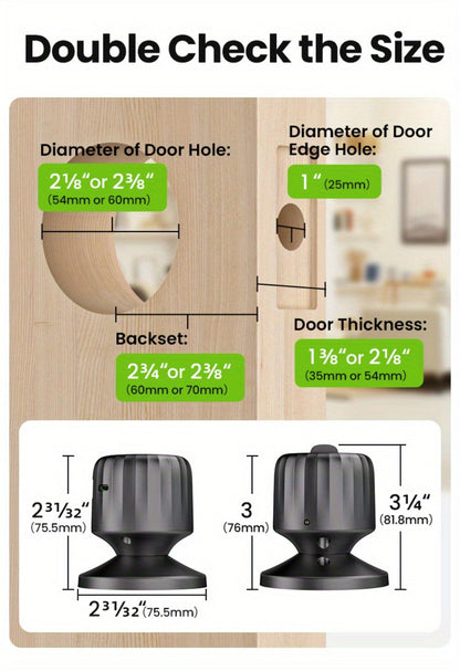 GHome KD03 PRO Smart Door Knob 4-in-1 with USB-C Charging & Gateway Remote – Fingerprint, Keypad & App, Anti-Peep, Tamper Alarm
