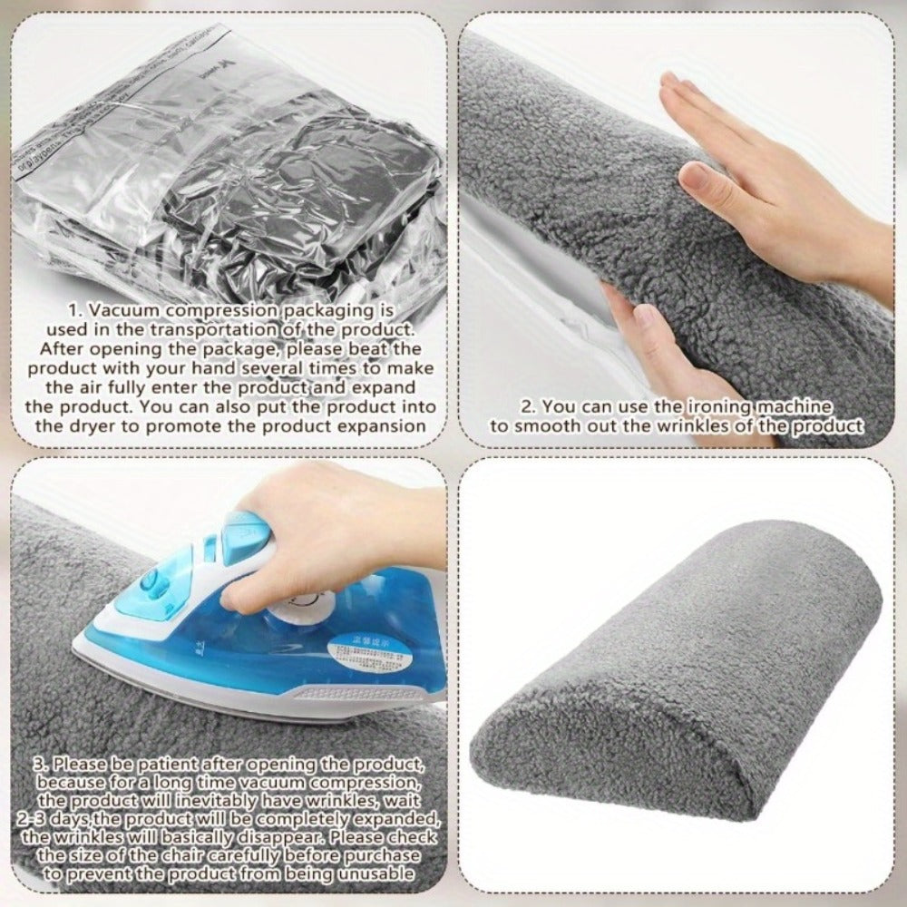 Memory Foam Bolster Pillow for Sleeping, Sherpa Half Roll Leg Support Pillow for Bed, Chair & Sofa