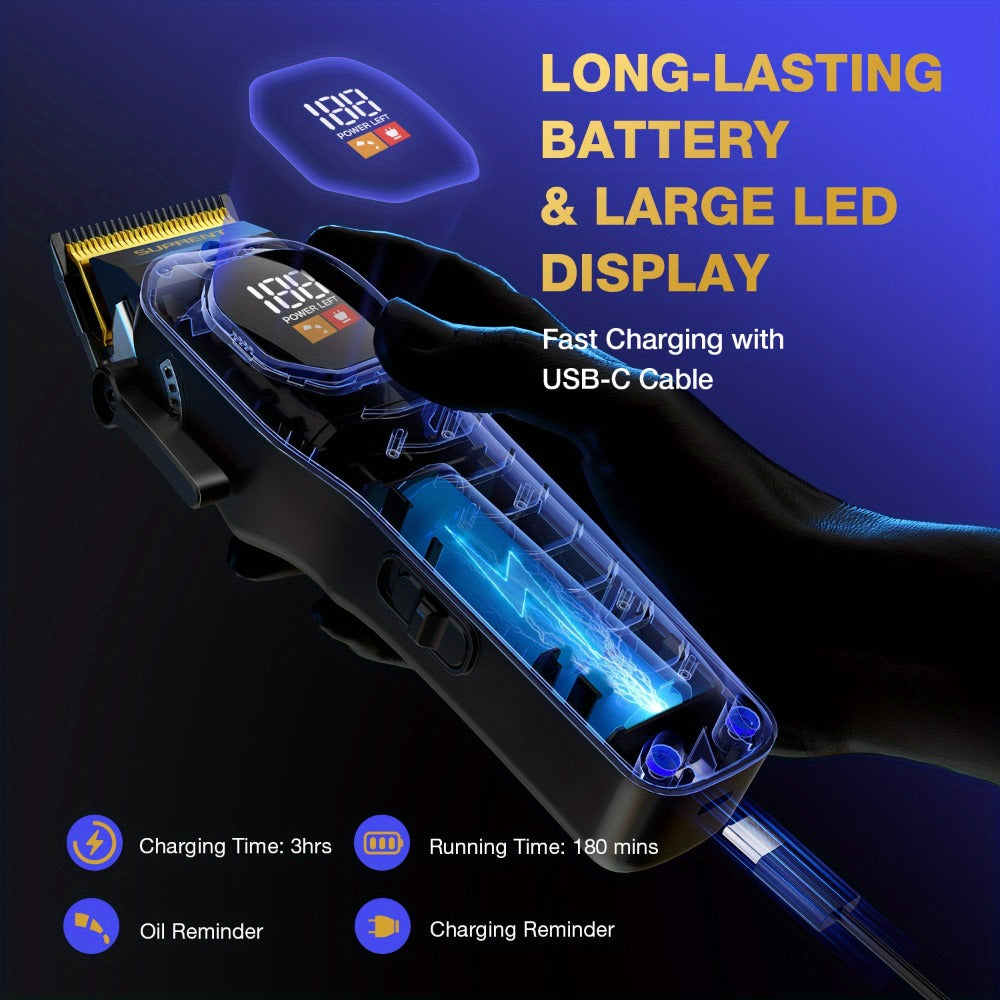 Hair Clippers & Beard Trimmer Set for Men - SUPRENT Professional Cordless Grooming Kit with T-Blade Trimmer