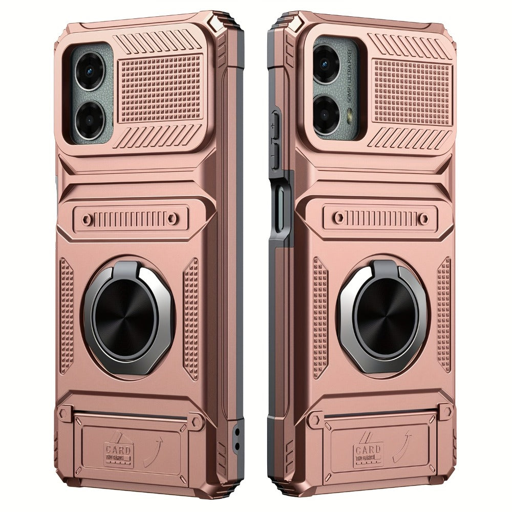 Wallet Moto G 5G 2025 2024 Case Card Holder 360° Ring Stand Dual Layer with the Listed Color, Size or Set Options for Everyday Carry
