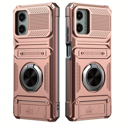 Wallet Moto G 5G 2025 2024 Case Card Holder 360° Ring Stand Dual Layer with the Listed Color, Size or Set Options for Everyday Carry
