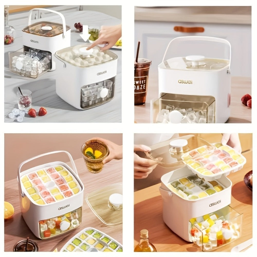 Ice Cube Tray 48 Grid Double Layer Large - Easy Press Stackable Ice Mold Food Grade Plastic for Freezer Refrigerator