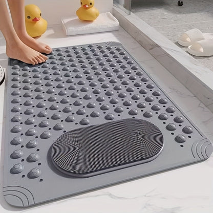 Bath Mat with Massage Buttons - PVC Shower Mat with Polka Dot Pattern, 0.35" Thick Rectangular Bathroom Safety Mat