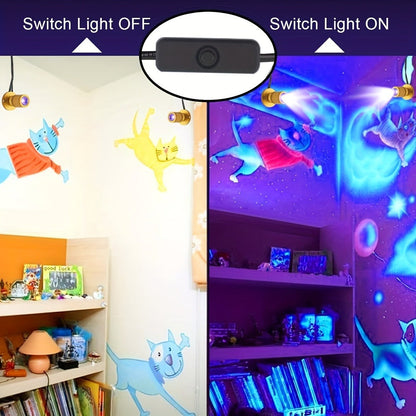 LED UV Blacklight USB Powered Mini Spotlight, Glow Party, Tapestry & UV Reactive Decoration with On/Off Switch