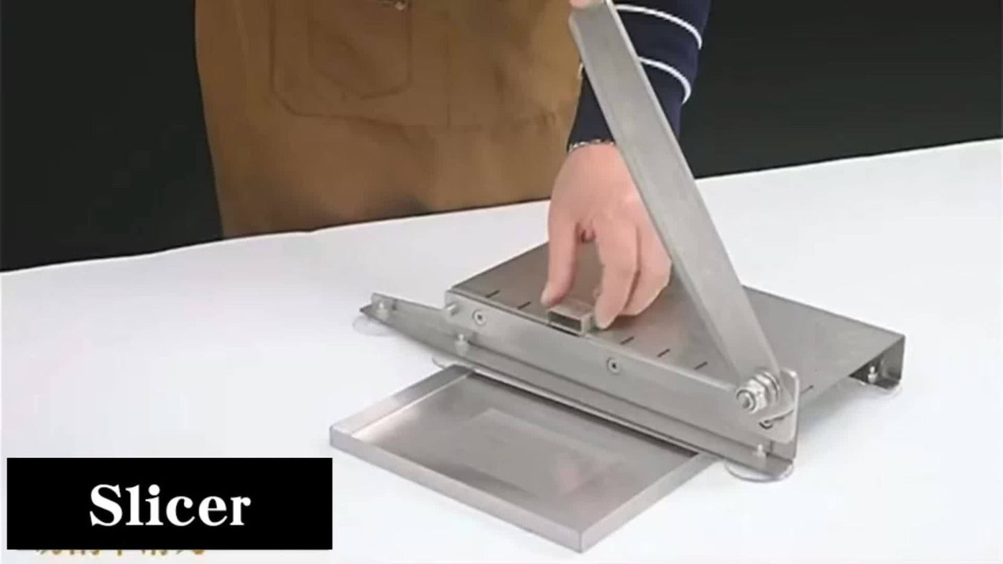 Stainless Steel Manual Meat Slicer Frozen Beef Cutter, 408 Steel Blade Rectangle Slicer for Beef Rolls Vegetables & Bone