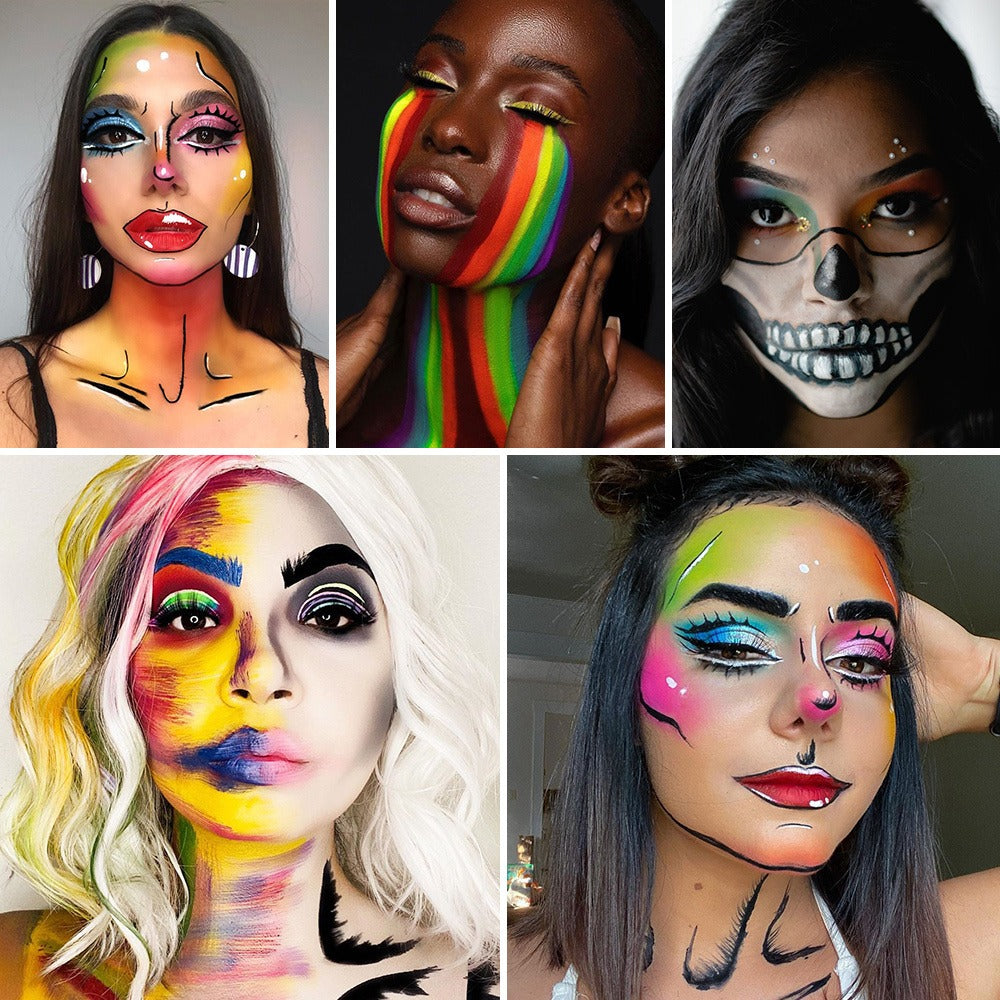 Oil-Based Face Body Paint Palette 20 Colors 168g – Halloween SFX Makeup Kit Black White Flash Tattoo Cosplay