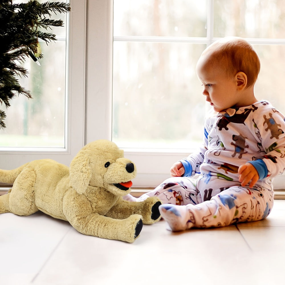 Plush Toy Golden Retriever 21-Inch Lying Puppy with Soft Coat for Large Cuddly Display and Gifting