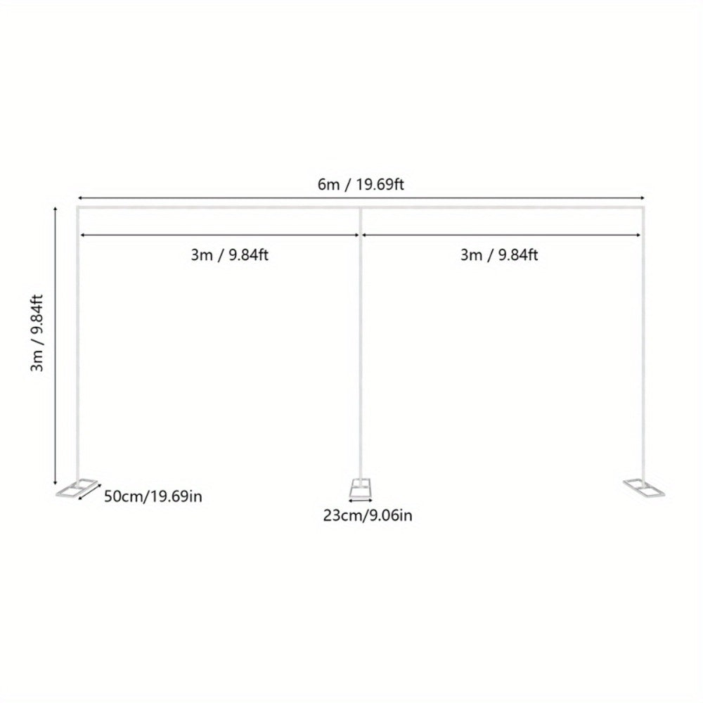 Backdrop Stand 20 x 10-Foot Stainless Pipe-and-Drape Frame with Three Square Bases and 15-Pole Kit