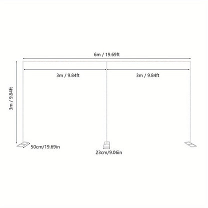 Backdrop Stand 20 x 10-Foot Stainless Pipe-and-Drape Frame with Three Square Bases and 15-Pole Kit