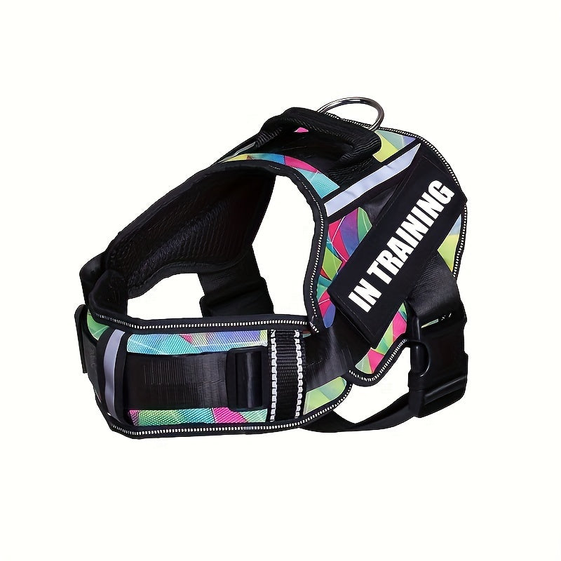 IN TRAINING Patch Dog Harness in Four Colors and XS–XL with Reflective Strips, Handle and Neck Padding