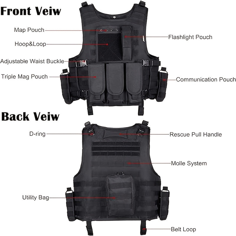 Tactical Outdoor Training Vest for Men Women – Lightweight Protective Hiking Vest with Multi-Pocket Design, Breathable & Adjustable