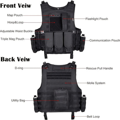 Tactical Outdoor Training Vest for Men Women – Lightweight Protective Hiking Vest with Multi-Pocket Design, Breathable & Adjustable