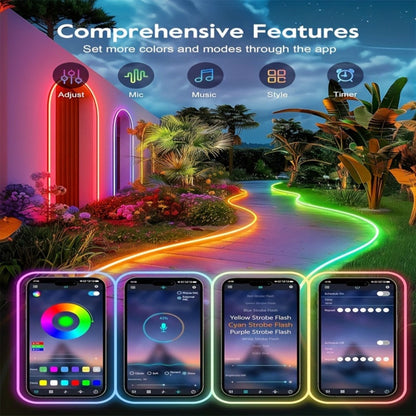 RGB LED Rope Lights with App & Remote Control, Flexible Neon Strip, Music Sync, Multiple Modes, for Gaming Setup