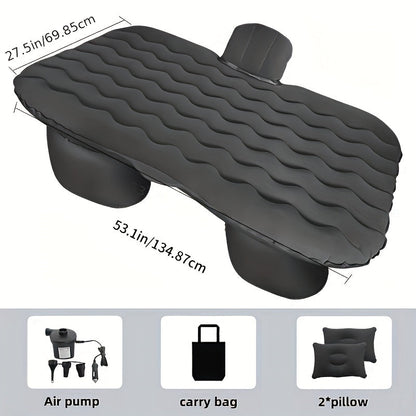Back-Seat Car Inflatable Mattress with Two Pillows, Air Pump and Carry Bag in Black or Dark Blue