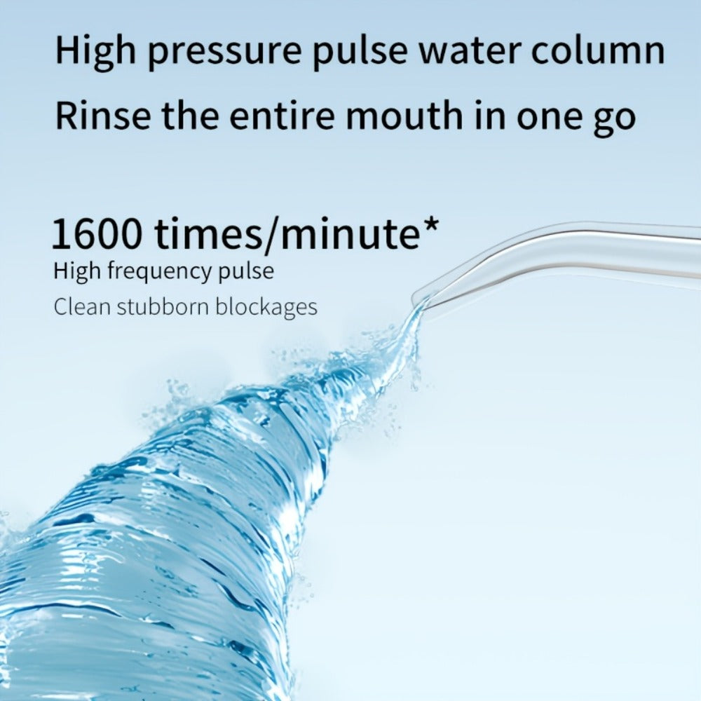 Water Flosser Portable Three-Mode Oral Irrigator with Brush Head Attachment, USB Charging and White, Black or Pink Options