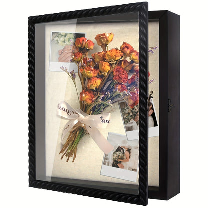 Shadow Box Frame with Linen Back, Large Rustic Memory Display Case 11x14 & 12x16 Inch for Photos