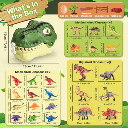 Dinosaur Toys for Boys 46pcs Realistic Jurassic Dinosaur Figures Set with Eggs, Trees & Fence