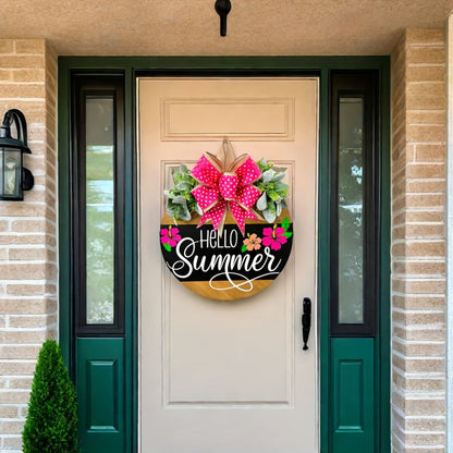 Summer Door Hanger for Front Door - Hello Summer Spring Wreath All Season Door Decor for Entryways, Bedrooms and Living Spaces